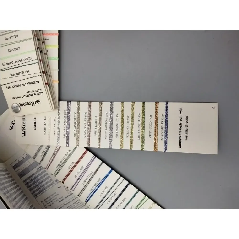 Kreinik Metallic single strand silk collection Fan Deck sample book